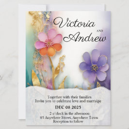 Bold Bloemen Huwelijksuitnodiging