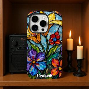Bold Bloemen Kunst in Glas iPhone 16 Pro Hoesje