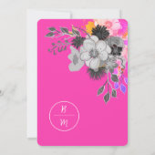 Bold Bloemen Roze & Zwart Huwelijksuitnodiging Kaart (Achterkant)