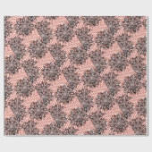 Bold Bloom Fusion – Abstract Black Florals on Wavy Cadeaupapier (Vlak)