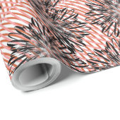 Bold Bloom Fusion – Abstract Black Florals on Wavy Cadeaupapier (Rol Hoek)