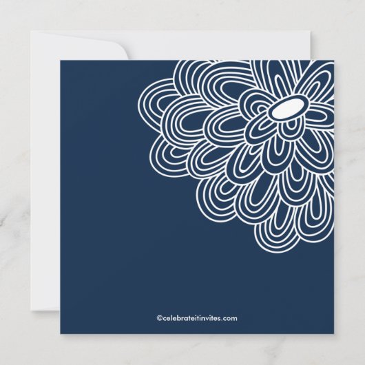 Bold Bloom Navy Blue Bridal Shower Kaart (Achterkant)