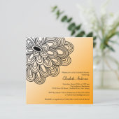 Bold Bloom Oranje en Black Bridal Shower Invitatio Kaart (Staand voorkant)