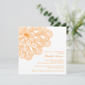 Bold Bloom Oranje en White Bridal Shower Invitatio Kaart (Staand voorkant)