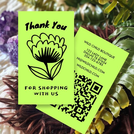 BOLD BLOOM ORDER BEDANKT Minimal Floral QR code Visitekaartje