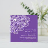 Bold Bloom Paars en White Bridal Shower Invitation Kaart (Staand voorkant)