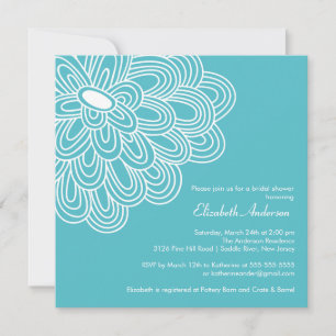 Bold Bloom Turquoise Bridal Shower Kaart