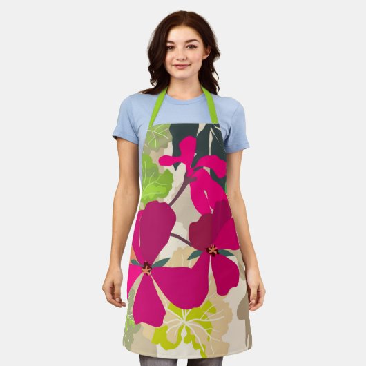 Bold Blooming Geraniums Bloemist Modern Schort (Gedragen)