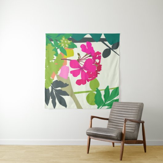 Bold Blooming Geraniums Bloemist Modern Wandkleed (In Situ (horizontaal))