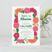 Bold Blooms Baby shower Uitnodiging (Staand voorkant)