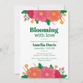 Bold Blooms Bruids Douche Uitnodiging