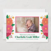 Bold Blooms Geboorteaankondiging Aankondiging (Voorkant)