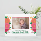 Bold Blooms Geboorteaankondiging Aankondiging (Staand voorkant)