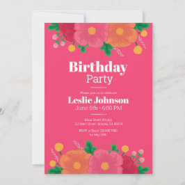 Bold Blooms verjaardagsfeestje uitnodiging