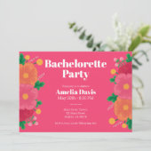 Bold Blooms vrijgezellenfeest uitnodiging (Staand voorkant)