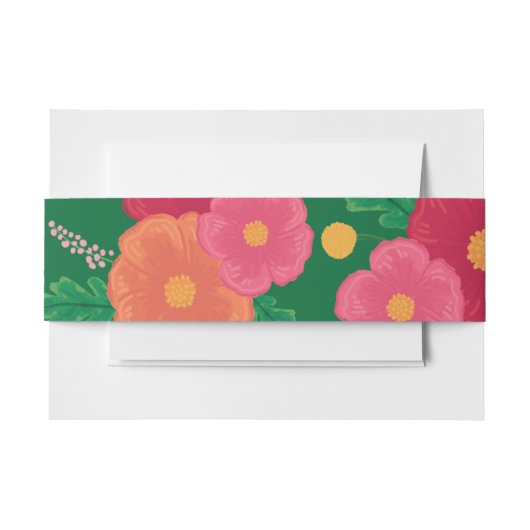 Bold Blooms Wedding Invitation Belly Band Uitnodigingen Wikkel (Voorkant Voorbeeld)