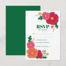 Bold Blooms Wedding RSVP Kaart