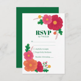 Bold Blooms Wedding RSVP Kaart