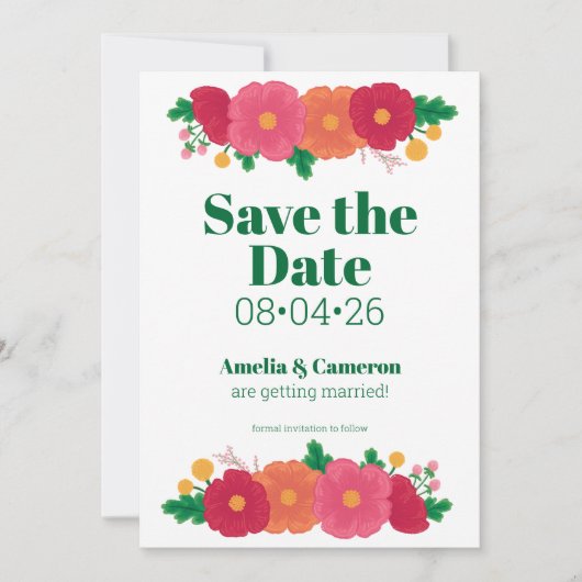 Bold Blooms Wedding Sla de datum op Save The Date (Voorkant)