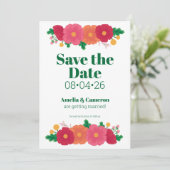 Bold Blooms Wedding Sla de datum op Save The Date (Staand voorkant)