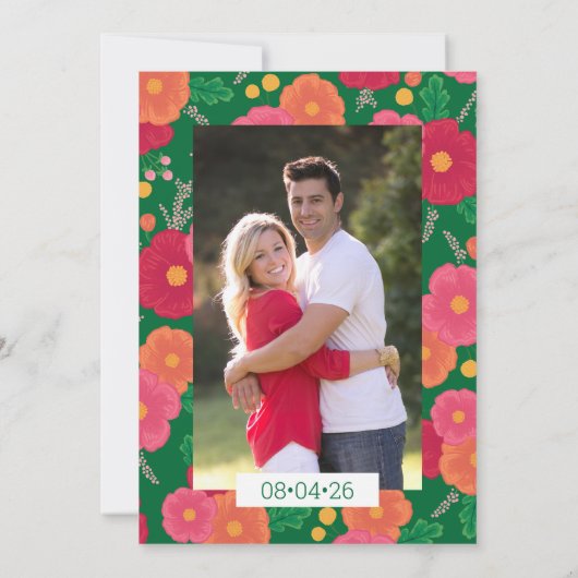 Bold Blooms Wedding Sla de datum op Save The Date (Achterkant)