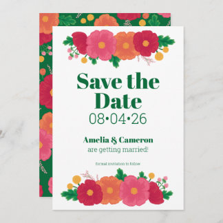 Bold Blooms Wedding Sla de datum op Save The Date