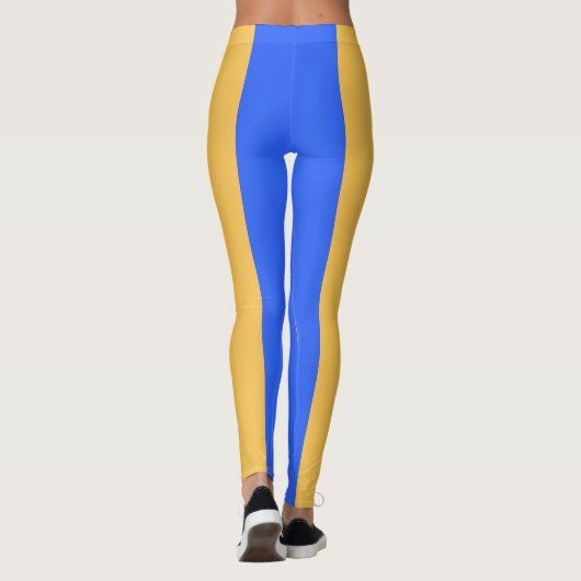 Bold Blue and Gold Wide Vertical Stripe Pattern Leggings (Achterkant)
