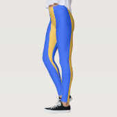 Bold Blue and Gold Wide Vertical Stripe Pattern Leggings (Links)