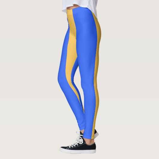 Bold Blue and Gold Wide Vertical Stripe Pattern  Leggings (Links)