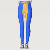 Bold Blue and Gold Wide Vertical Stripe Pattern Leggings (Voorkant)