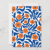Bold Blue and Orange Floral Modern Botanical Save The Date (Achterkant)