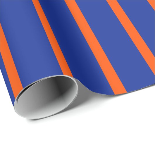 Bold Blue and Orange Spaced Stripes Vertical Cadeaupapier (Rol Hoek)