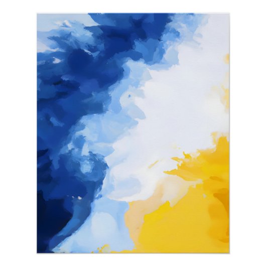 Bold Blue and Yellow Abstract Flow Perfect Poster (Voorkant)