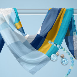 Bold Blue and Yellow Geometric Sjaal