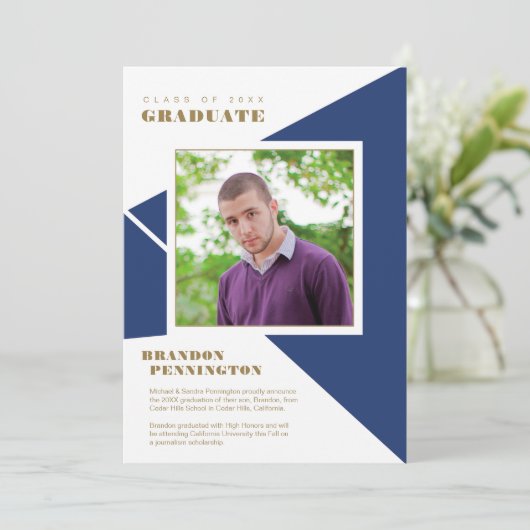 Bold Blue Angles-Afstuderen Aankondiging (Staand voorkant)