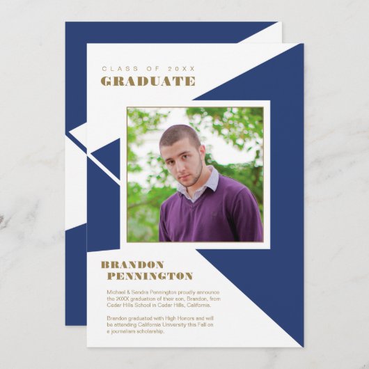 Bold Blue Angles-Afstuderen Aankondiging (Voorkant / Achterkant)