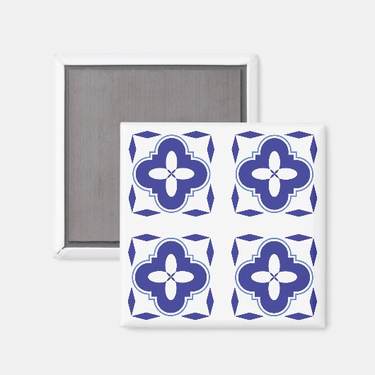 Bold blue azulejo magneet (Voorkant / Achterkant)