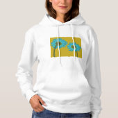 Bold Blue Daisy Art op mosterdgele achtergrond Hoodie (Voorkant)