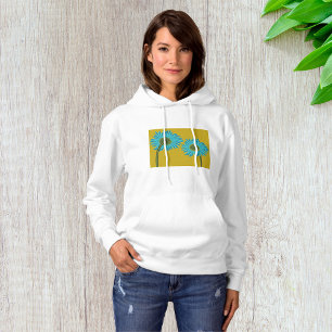 Bold Blue Daisy Art op mosterdgele achtergrond Hoodie