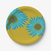 Bold Blue Daisy Art op mosterdgele achtergrond Papieren Bordje (Voorkant)