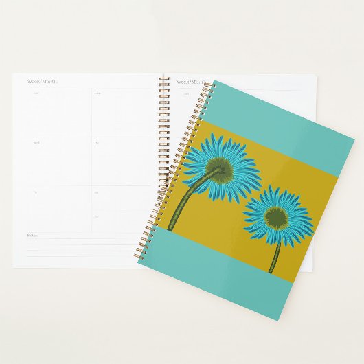 Bold Blue Daisy Art op mosterdgele achtergrond Planner