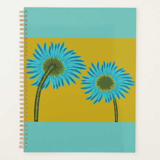Bold Blue Daisy Art op mosterdgele achtergrond Planner (Voorkant)