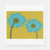 Bold Blue Daisy Art op mosterdgele achtergrond Servet (Voorkant)