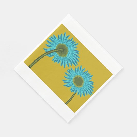 Bold Blue Daisy Art op mosterdgele achtergrond Servet (Hoek)