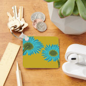 Bold Blue Daisy Art op mosterdgele achtergrond Sleutelhanger