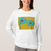 Bold Blue Daisy Art op mosterdgele achtergrond T-shirt (Voorkant)