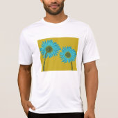 Bold Blue Daisy Art op mosterdgele achtergrond T-shirt (Voorkant)