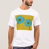 Bold Blue Daisy Art op mosterdgele achtergrond T-shirt (Voorkant)