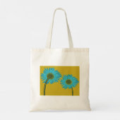 Bold Blue Daisy Art op mosterdgele achtergrond Tote Bag (Achterkant)