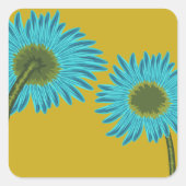 Bold Blue Daisy Art op mosterdgele achtergrond Vierkante Sticker (Voorkant)